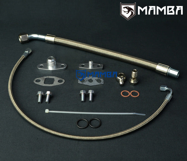 Mamba Turbocharger Oil Feed & Return Drain Line Kit For VOLVO 740 940 w/ Garrett T3 T4