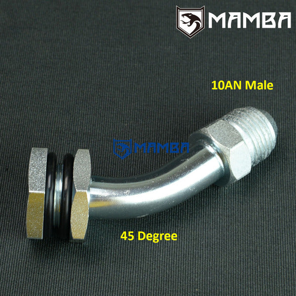 Mamba DIY oil pan sump Turbocharger oil return drain pipe adapter fitting 45Deg 10AN (-10 AN)