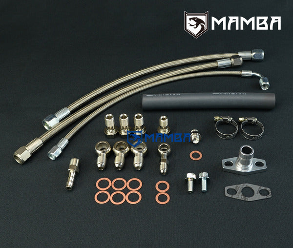Mamba Turbocharger Oil & Water Line Kit for NISSAN RB30 w/ Garrett GT30R GT35 Low Mount
