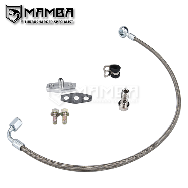 Mamba Turbocharger oil feed line 87~ Alfa Romeo 155 164 2.0T w/ Garrett TB0338 466384-9