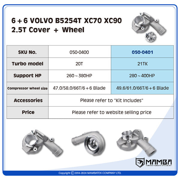 Mamba 6+6 VOLVO B5254T XC70 XC90 2.5T Cover + Wheel — 21TK