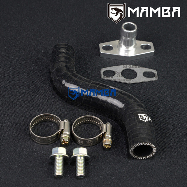 Mamba Turbocharger Oil Return Line For BMW N55 335i 535i w/ Garrett GT30R GT35R Ball Bearing