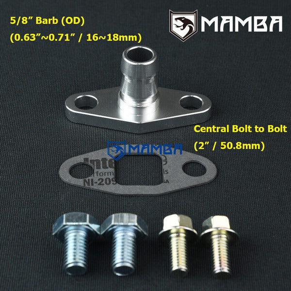 Mamba 5/8" Barb Turbocharger Oil Return Drain Flange / Garrett T3 TB03 RB20 RB25