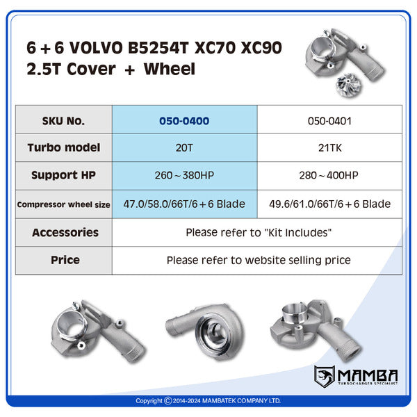 Mamba 6+6 VOLVO B5254T XC70 XC90 2.5T Cover + Wheel — 20T