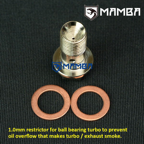 Mamba Turbocharger Oil Feed Banjo Bolt For Nissan RB25DET T3 Ball Bearing / Prevent Smoke