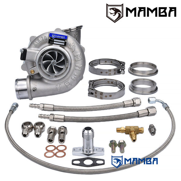 Mamba GEN II G25 7+7 3" A/R.70 GTX3071R Ball Bearing Turbocharger + .73 Dual V-Band Hsg
