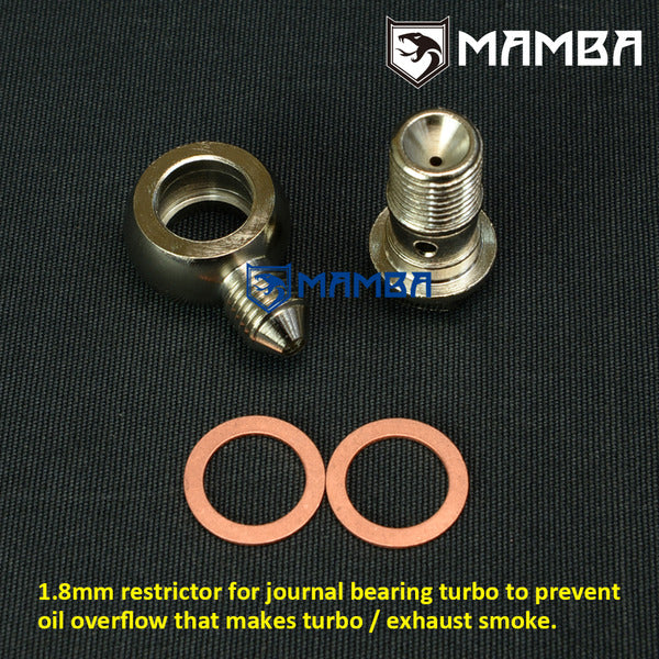Mamba 1/4NPS to 4AN Turbocharger Oil Feed Banjo Bolt Kit (1.8mm Restrictor)