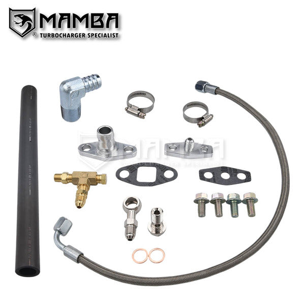 Mamba Turbocharger Oil Feed & Return Drain Line Kit For Nissan TD42 GQ w/ Hitachi HT18