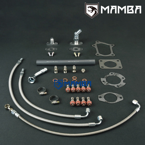 Mamba Turbocharger Oil & Water Line Install Kit For TOYOTA 1JZ-GTE CT29R GT30R (OE Position)