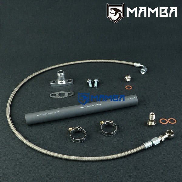 Mamba Turbocharger Oil Feed & Return Line Kit for Nissan RB25DET Top Mount w/ Garrett GT3582R