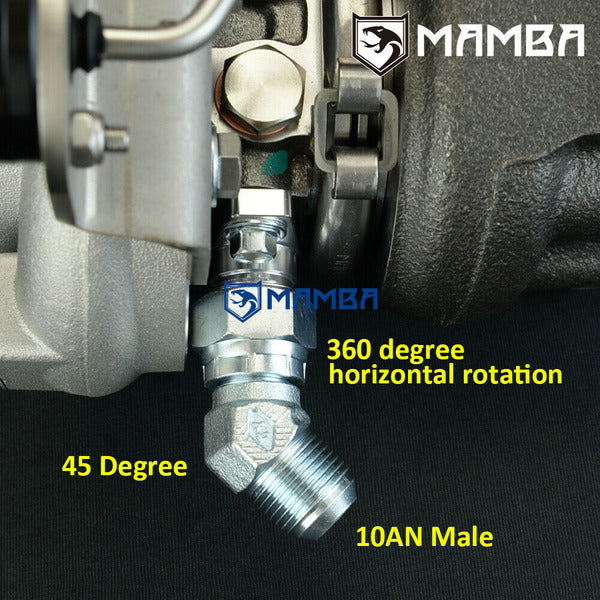 Mamba 45 Deg 10AN Turbocharger Oil Return Drain Flange Kit For Garrett GT28R GT29R GT30R