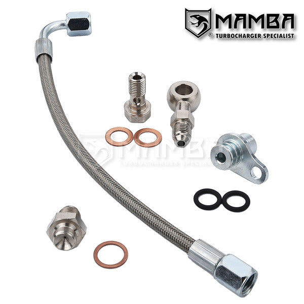Mamba Turbocharger oil feed line fits BMW N20 2.0L F10 F20 F30 w/ Garrett GT28R GT30R