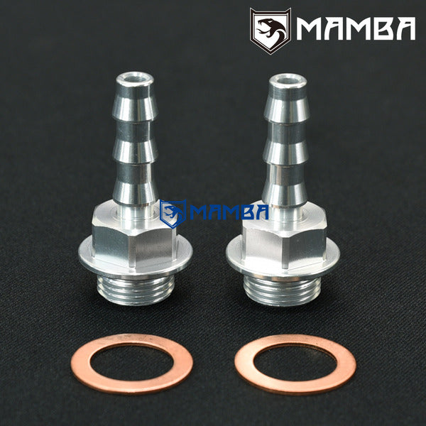 Mamba T6 Turbocharger Water Adapter Barb Fitting Kit M18x1.5 to 3/8" Barb T04 GTW38R (2P)