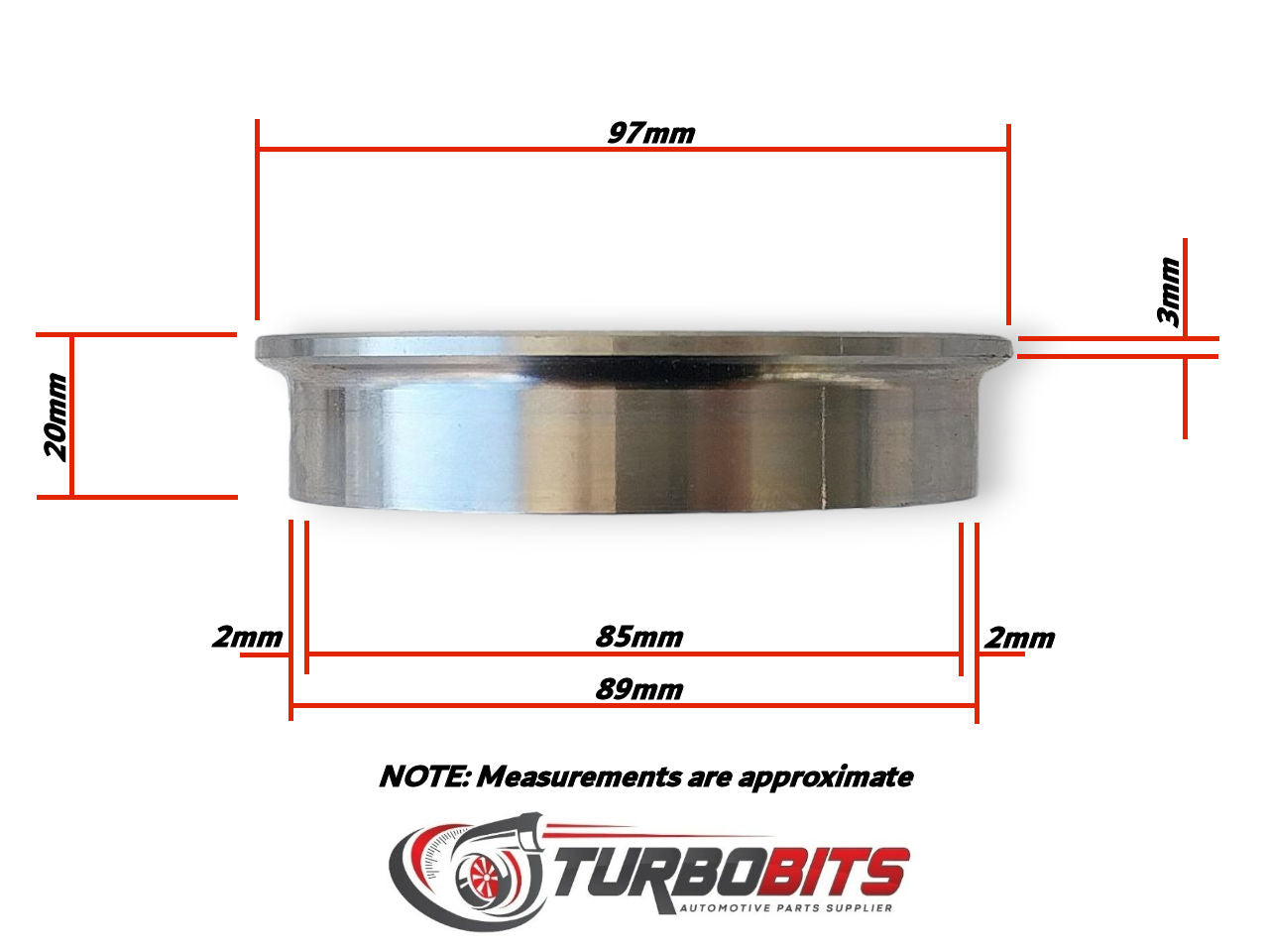 3.5 inch (89mm) Stepped Rear Turbine Housing V-Band 97mm Flange Set