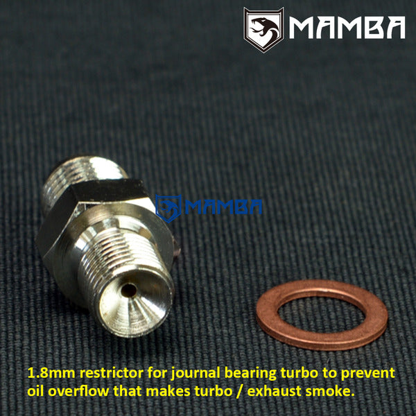 Mamba Turbocharger Oil Feed Fitting M10x1.0mm Garrett GT2252 GT2259 Journal Bearing