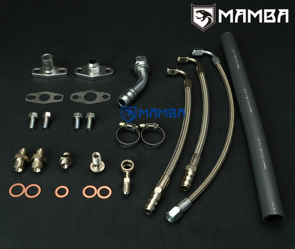 Mamba Turbocharger Oil & Water Line Kit TOYOTA 7M-GTE Supra Soarer w/ Garrett GT30R GT35R