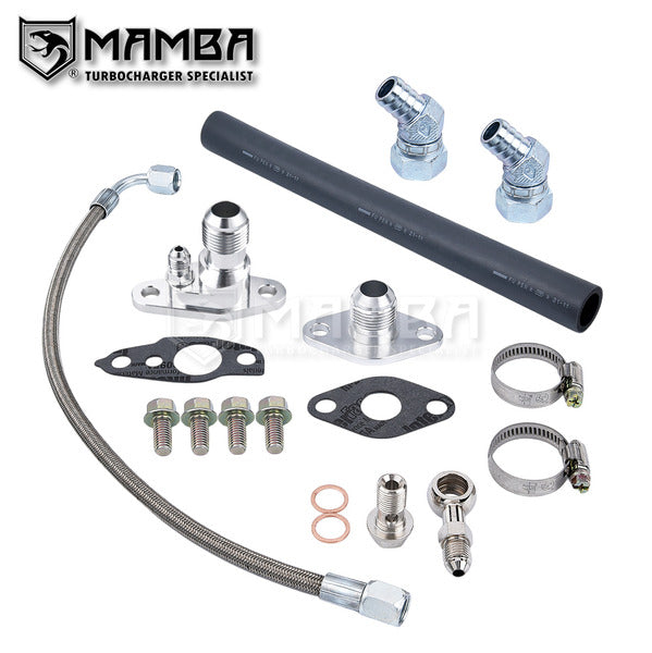 Mamba Turbocharger Oil Feed & Return Line Kit fits TOYOTA 1JZ-GTE CT15B Mark II Soarer JZA70