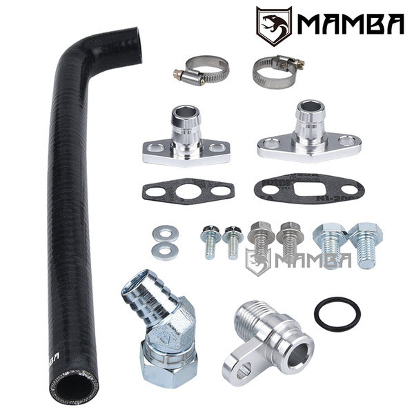 Mamba FKM Turbocharger Oil Return Drain Pipe For Mitsubishi 4B11T EVO X Ralliart TD04HL TD05H