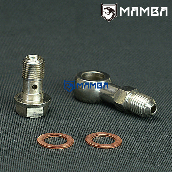 Mamba Banjo Bolt Kit 4AN to 7/16-24 Turbocharger Oil Feed For Garrett T25 T28 TB25 TB28