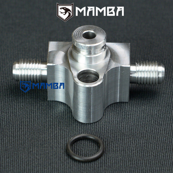 Mamba BMW N54 Twin TD03 dual 4AN engine Turbocharger oil supply adapter fitting flange tee