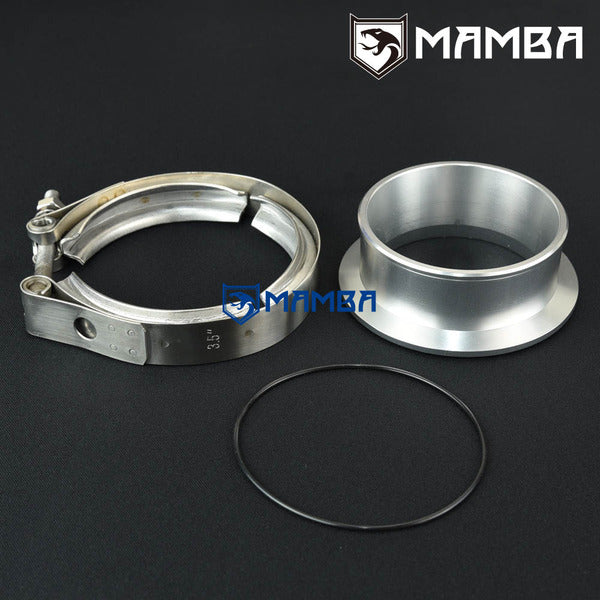 Mamba 3.5" V-Band Turbocharger Compressor Outlet Flange & Clamp / Garrett GT42 GT45 GT47 TW