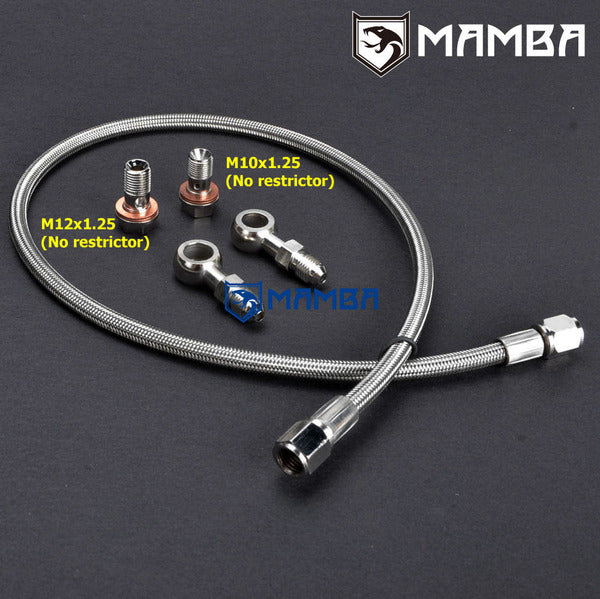 Mamba Turbocharger Oil Feed Line Kit M10x1.25 & M12x1.25 & 50cm 4AN 1/4" PTFE