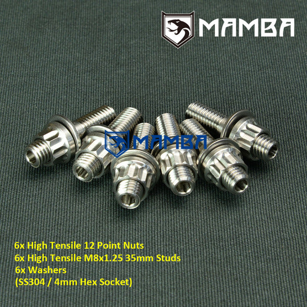 Mamba CNC SS304 Turbocharger Dump Pipe Stud Kit FORD FALCON BA BF FG XR6