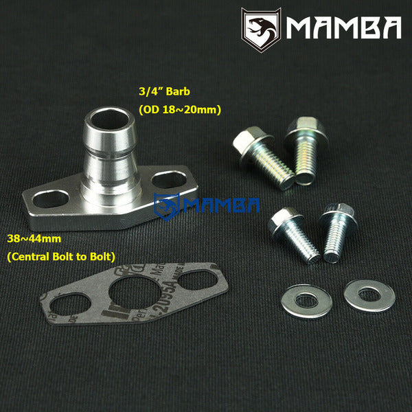 Mamba 3/4" Barb Turbocharger Oil Return Drain Flange Adapter / Garrett KP35 GT25 OZ