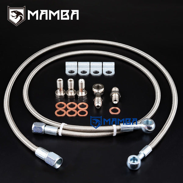 Mamba PTFE Turbocharger oil feed line Mitsubishi 6G72T 3000GT VR4 Stealth Twin TD04