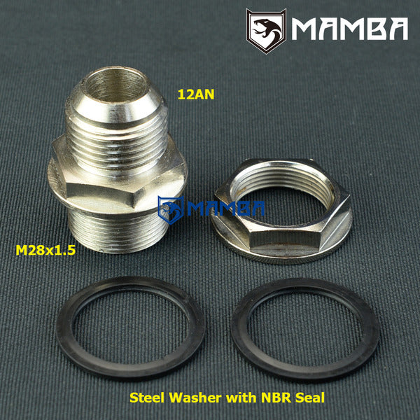 Mamba DIY Oil Pan Sump Turbocharger Oil Return Adapter Fitting Bung 12AN to M28x1.5 No Weld