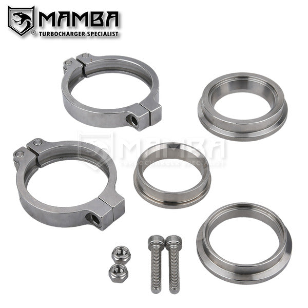 Mamba SUS304 Dual V-Band Flange Adapter Ring Set Fit Tial MV-R 44mm External Wastegate