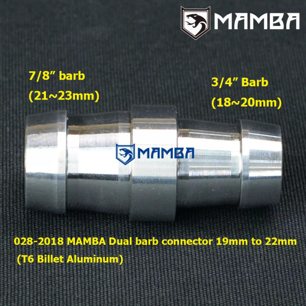 Mamba Turbocharger Dual barb connector fitting 3/4" (19mm) to 7/8" (22mm) 3S-GTE SW20 ST185
