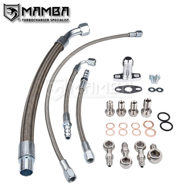 Mamba Turbocharger Oil Feed & Water Line Kit For VOLVO 740 940 TD04H-13C 49189-01