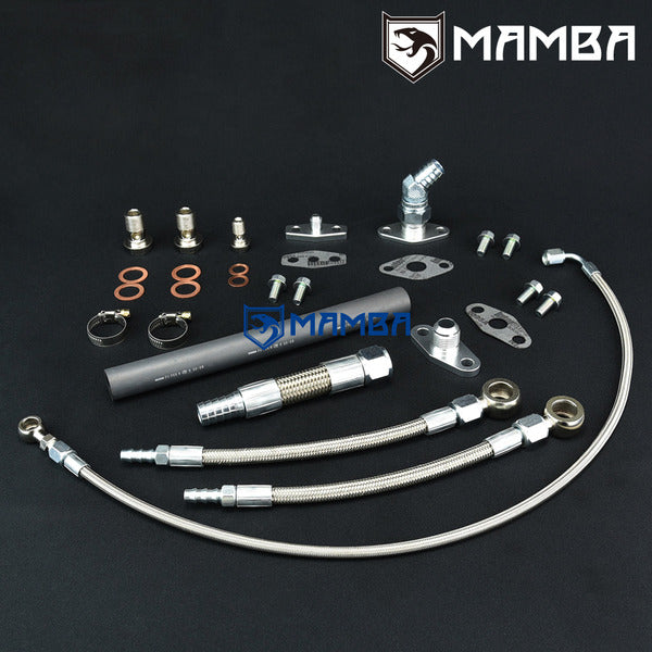 Mamba TOYOTA 1JZ-GTE 2JZ-GTE Turbocharger Oil & Water Line Garrett T04B T04E T04R /18mm Bolt