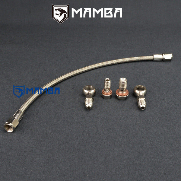 Mamba Turbocharger Oil Feed Line for Mitsubishi Lancer 4G63 Evo 5 GSR TD05HR 16G6 From Header