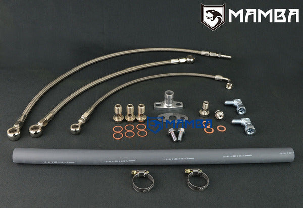 Mamba Turbocharger Oil & Water Line Kit For Nissan RD28 Patrol w/ Original TB25 Stock