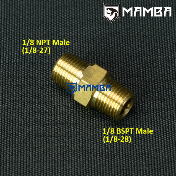 Mamba Brass Connector Turbocharger Adapter Fitting 1/8 NPT Male to 1/8 BSPT Male Straight