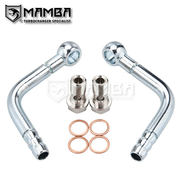 Mamba Turbocharger water pipe Kit 90Deg M14x1.5 Banjo to 1/2" Barb / GTX3582R GTX3584R