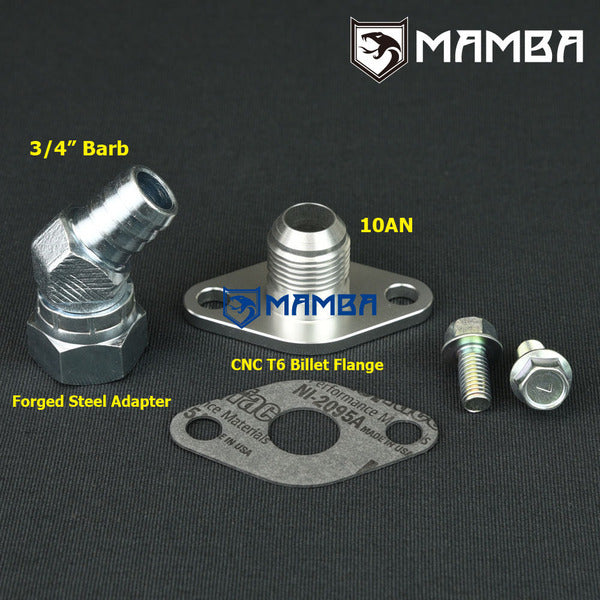 Mamba 45 Deg 3/4" Barb Oil Pan Turbocharger Oil Return Drain Flange For TOYOTA 1JZ 2JZ Supra