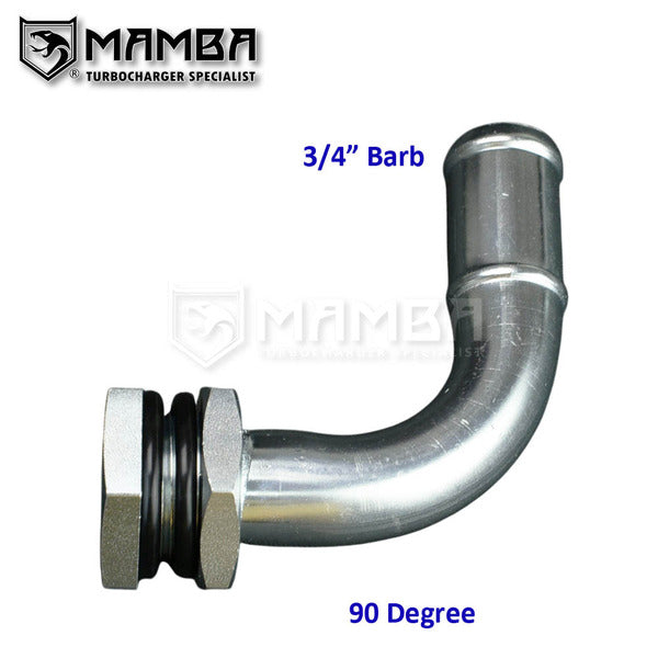 Mamba DIY oil pan sump Turbocharger oil return drain adapter 90Deg 3/4" barb