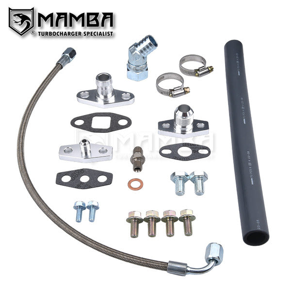 Mamba Mitsubishi 4G63T EVO 4~9 w/ Greddy T67 TD06SH 25G Turbocharger oil feed & return line