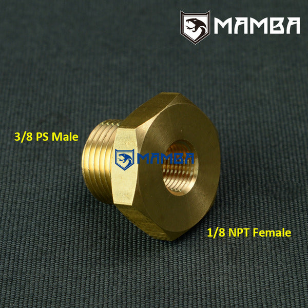 Mamba 3/8PSMale to 1/8NPTFemale Greddy Turbocharger Oil Pressure Gauge Sensor Adapter Fitting