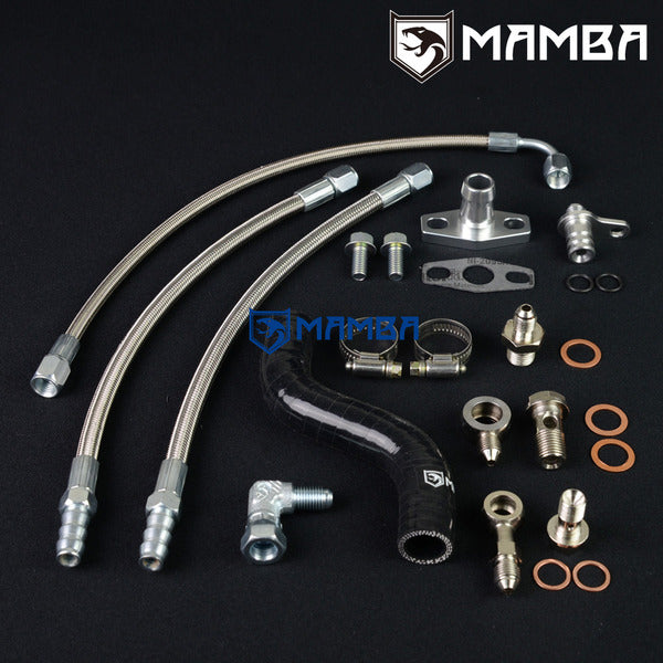 Mamba Turbocharger Oil & Water Line For BMW N55 335i 535i w/ Garrett GT30R GT35R Ball Bearing