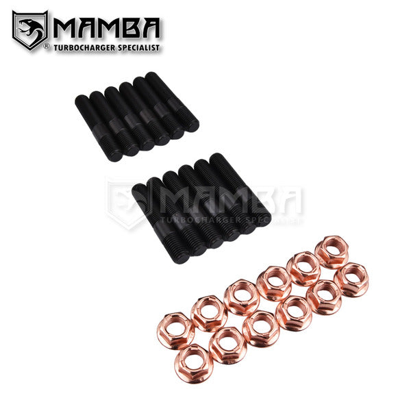 Mamba 12 Sets SNCM439 Nickel Turbo Exhaust Manifold Stud Kit 55mm M10x1.25 to 3/8