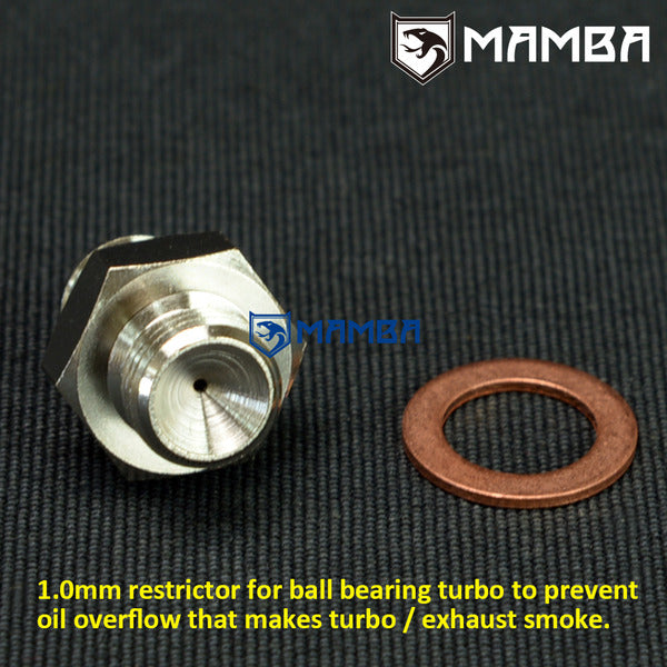 Mamba Turbocharger Oil Feed Adapter Fitting 4AN to 7/16"-24 Garrett Ball Bearing GT28R GT30R