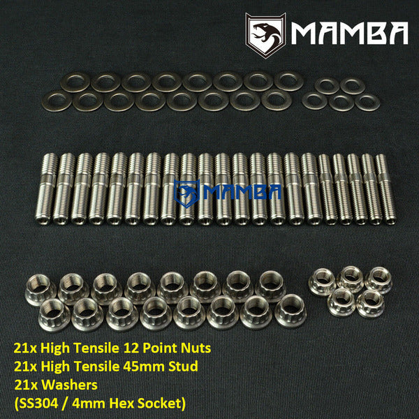 Mamba SS304 FORD FALCON BA BF FG XR6 FPV F6 Exhaust Manifold & Turbocharger Full Stud Kit
