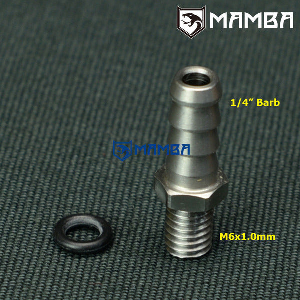 Mamba M6x1.0 to 1/4" Barb Adapter Fitting Kit Turbocharger Compressor Housing to Wastegate
