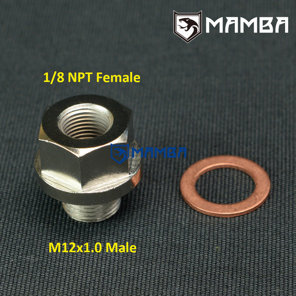 Mamba M12x1.0 to 1/8NPT Turbocharger Oil Water Pressure Boost Temp Sensor Adapter Fitting kit