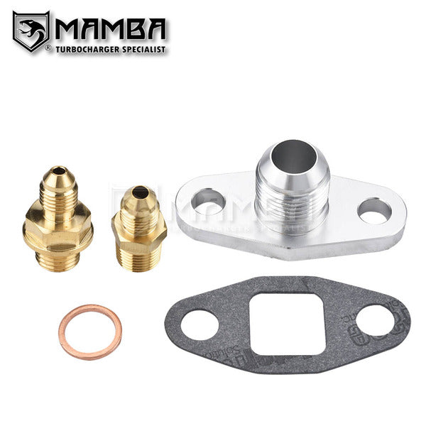 Mamba -4AN OIL FEED & -10AN RETURN Turbocharger Flange BorgWarner S400 SX-E S200 S300 S200-SXE