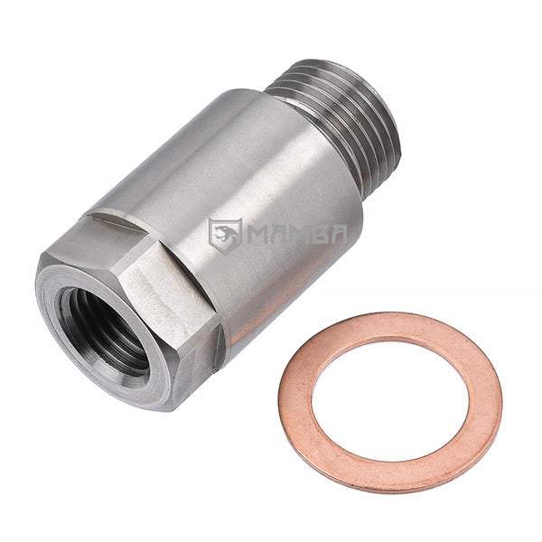 Mamba SUS304 Turbocharger Oil Water Pressure Temp. Sensor Adapter L45 M18x1.5(M) to 1/4NPT(F)